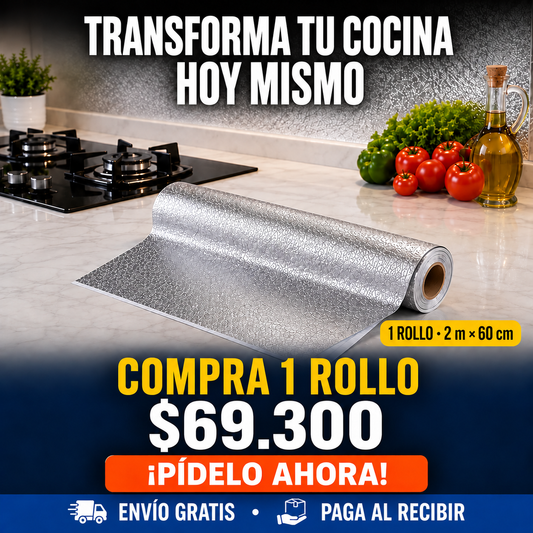 ✨ Papel Adhesivo de Aluminio 2 m × 60 cm | Renueva y Protege tu Cocina sin Obras 🏠