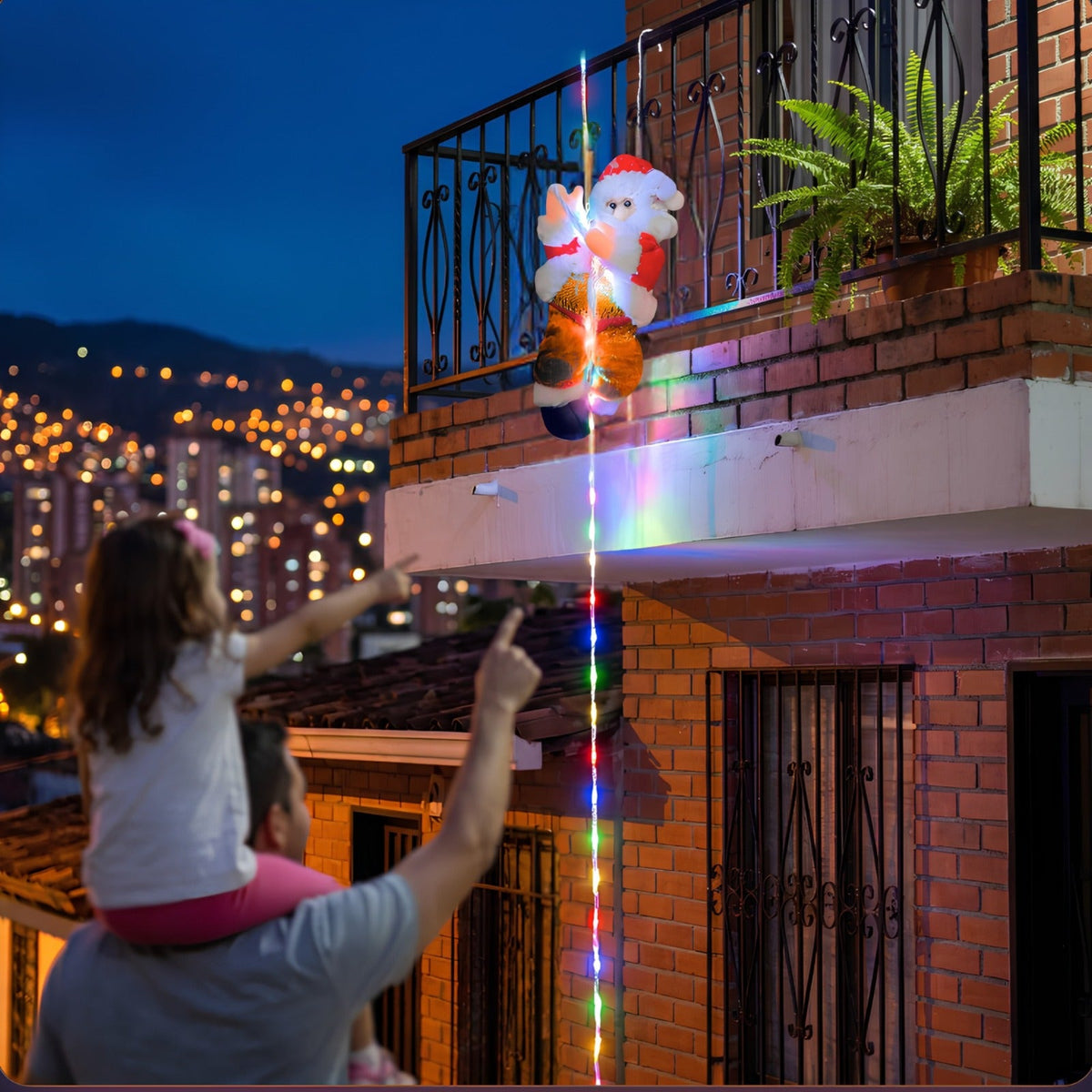 Papá Noel escalador con luces LED incorporadas