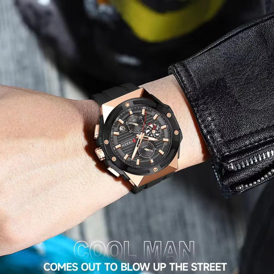 Reloj Curren 8462 negro en la muñeca