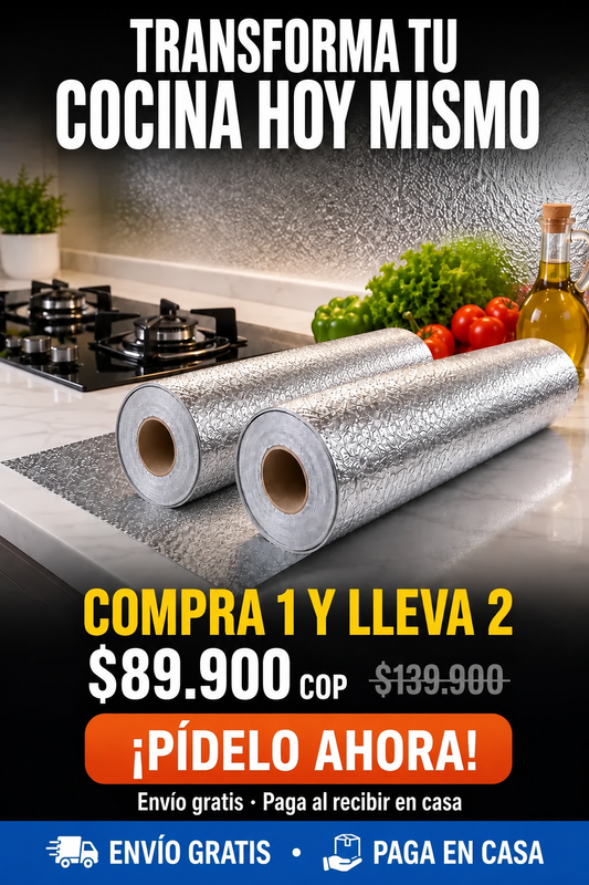 ✨ Papel Adhesivo de Aluminio 5 m × 60 cm | Renueva y Protege tu Cocina sin Obras 🏠