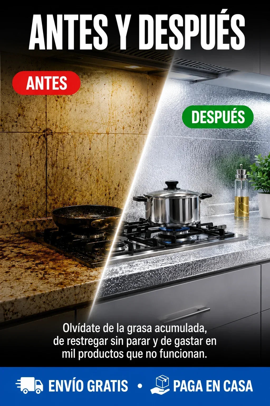 ✨ Papel Adhesivo de Aluminio 2 m × 60 cm | Renueva y Protege tu Cocina sin Obras 🏠